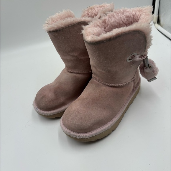 UGG Blush Pink Kids Boots with Fleece Lining - Picture 3 of 9